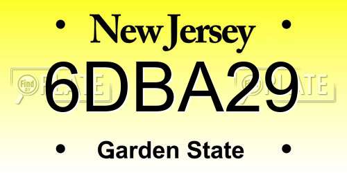 6DBA29 New Jersey License Plate