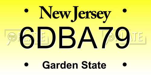 6DBA79 New Jersey License Plate