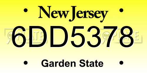 6DD5378 New Jersey License Plate