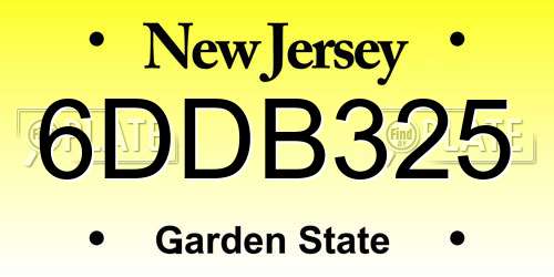 6DDB325 New Jersey License Plate