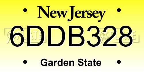 6DDB328 New Jersey License Plate