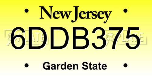 6DDB375 New Jersey License Plate
