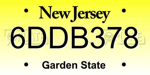 6DDB378 New Jersey License Plate