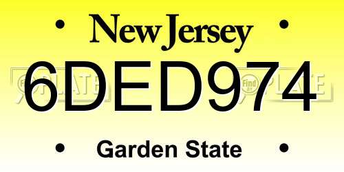 6DED974 New Jersey License Plate
