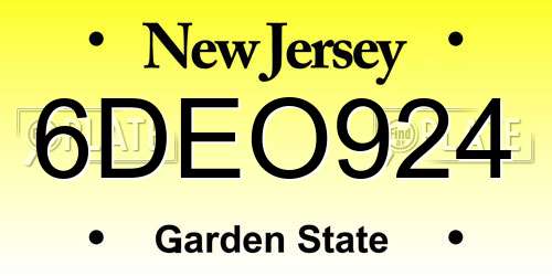 6DEO924 New Jersey License Plate