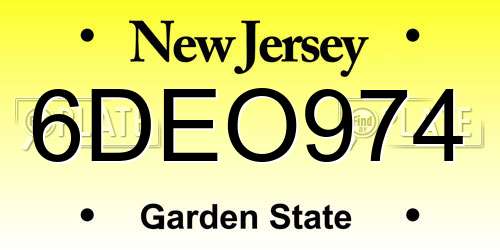 6DEO974 New Jersey License Plate