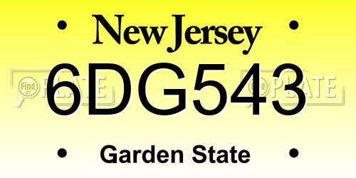 6DG543 New Jersey License Plate