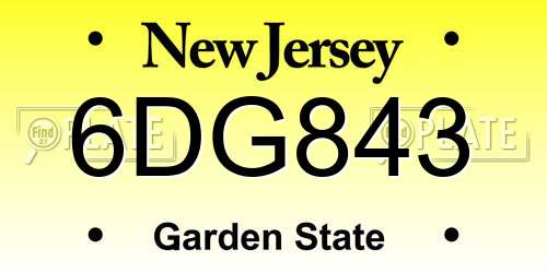 6DG843 New Jersey License Plate