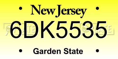 6DK5535 New Jersey License Plate
