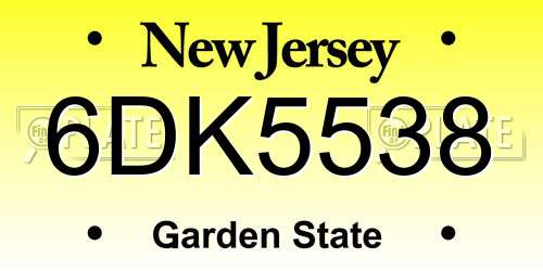 6DK5538 New Jersey License Plate