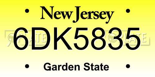 6DK5835 New Jersey License Plate