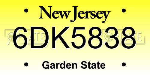 6DK5838 New Jersey License Plate