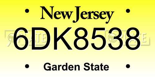 6DK8538 New Jersey License Plate