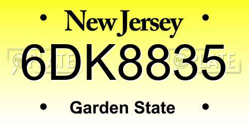 6DK8835 New Jersey License Plate