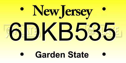 6DKB535 New Jersey License Plate
