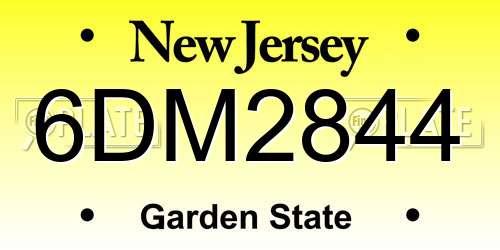 6DM2844 New Jersey License Plate