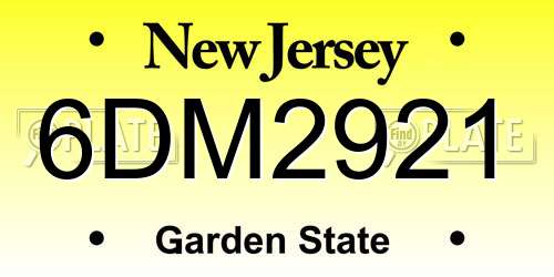 6DM2921 New Jersey License Plate