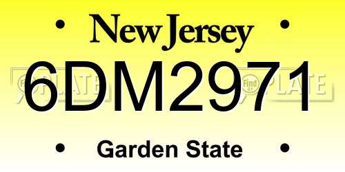 6DM2971 New Jersey License Plate