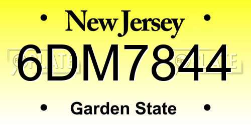 6DM7844 New Jersey License Plate
