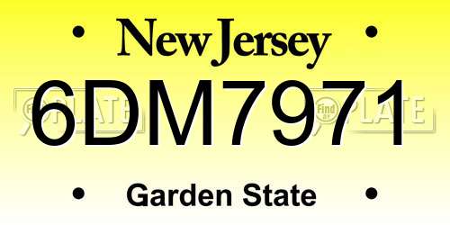 6DM7971 New Jersey License Plate