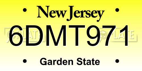 6DMT971 New Jersey License Plate