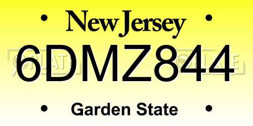 6DMZ844 New Jersey License Plate