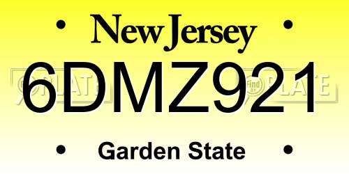 6DMZ921 New Jersey License Plate