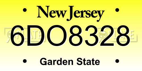 6DO8328 New Jersey License Plate