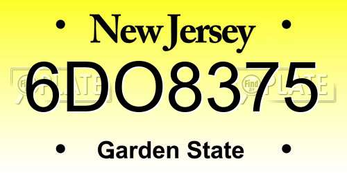 6DO8375 New Jersey License Plate