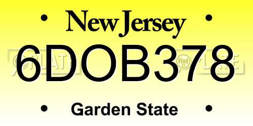 6DOB378 New Jersey License Plate