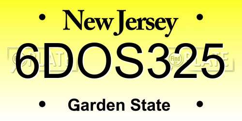 6DOS325 New Jersey License Plate