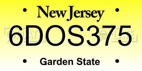 6DOS375 New Jersey License Plate