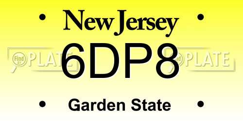 6DP8 New Jersey License Plate