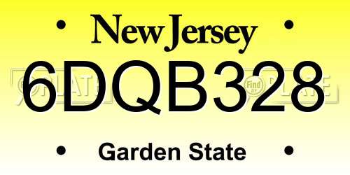 6DQB328 New Jersey License Plate