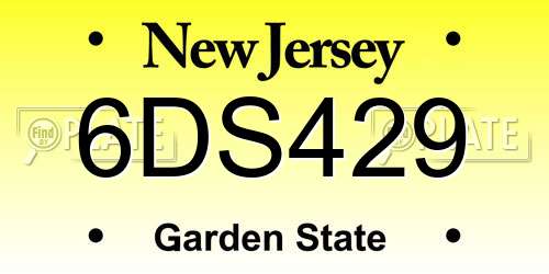 6DS429 New Jersey License Plate