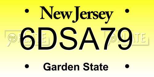 6DSA79 New Jersey License Plate