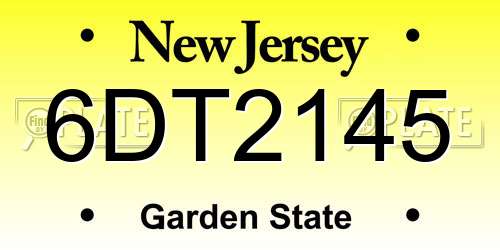 6DT2145 New Jersey License Plate
