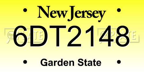 6DT2148 New Jersey License Plate