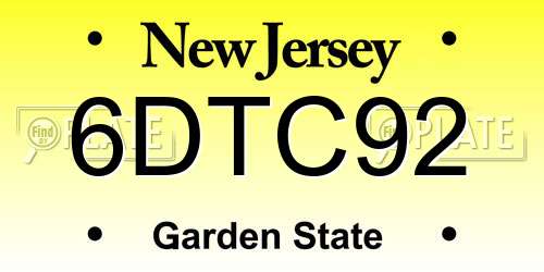6DTC92 New Jersey License Plate
