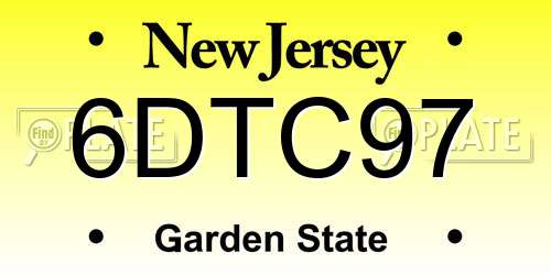 6DTC97 New Jersey License Plate