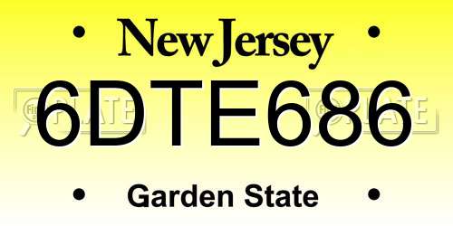 6DTE686 New Jersey License Plate