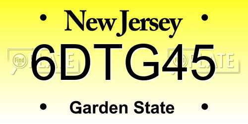 6DTG45 New Jersey License Plate
