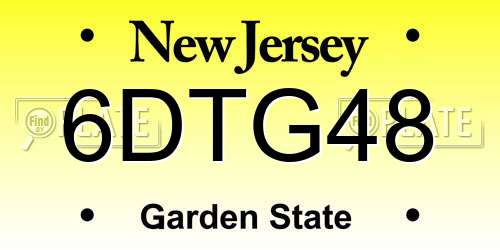 6DTG48 New Jersey License Plate