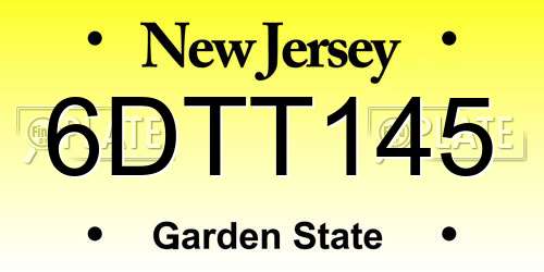 6DTT145 New Jersey License Plate