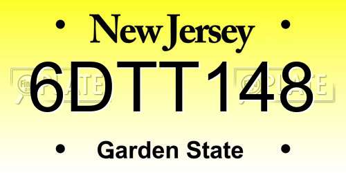 6DTT148 New Jersey License Plate
