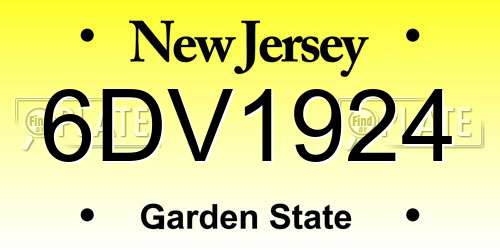 6DV1924 New Jersey License Plate