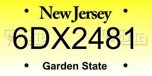 6DX2481 New Jersey License Plate