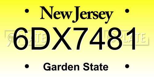 6DX7481 New Jersey License Plate