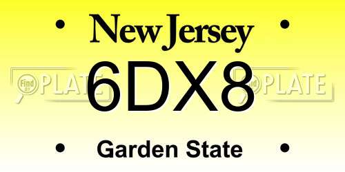 6DX8 New Jersey License Plate