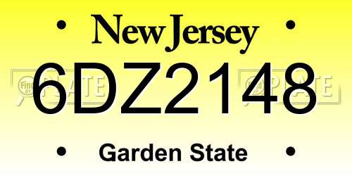 6DZ2148 New Jersey License Plate